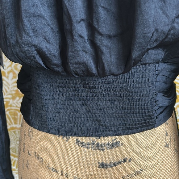 NWT Free People Meet Me There Tie Neck Button Front Blouse Top in Black size S - Picture 5 of 16